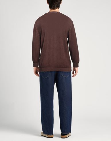Man Sweater Dark brown Size 46 Cotton