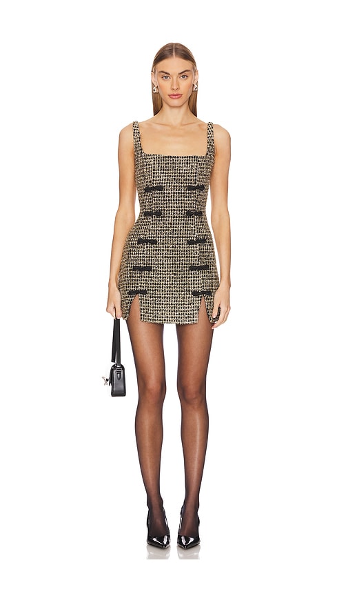 SAU LEE Aidan Tweed Dress in Metallic Gold.  8. Also in
