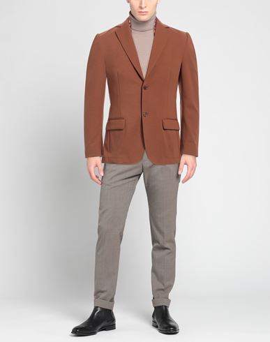 Man Blazer Brown Size 38 Cotton, Polyamide, Elastane, Polyester