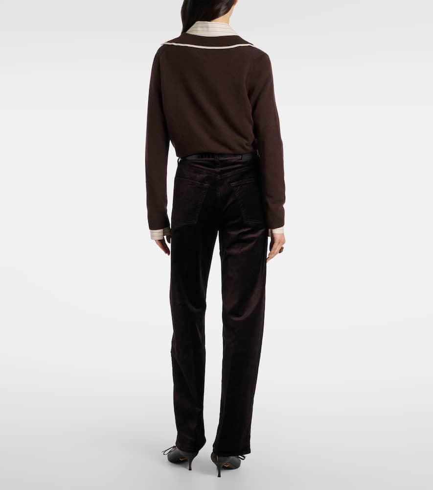 Ayla cotton-blend velvet straight pants