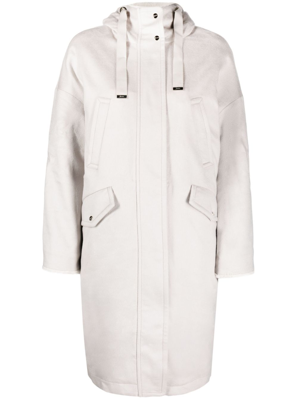 Hooded cashmere parka - Neutrals