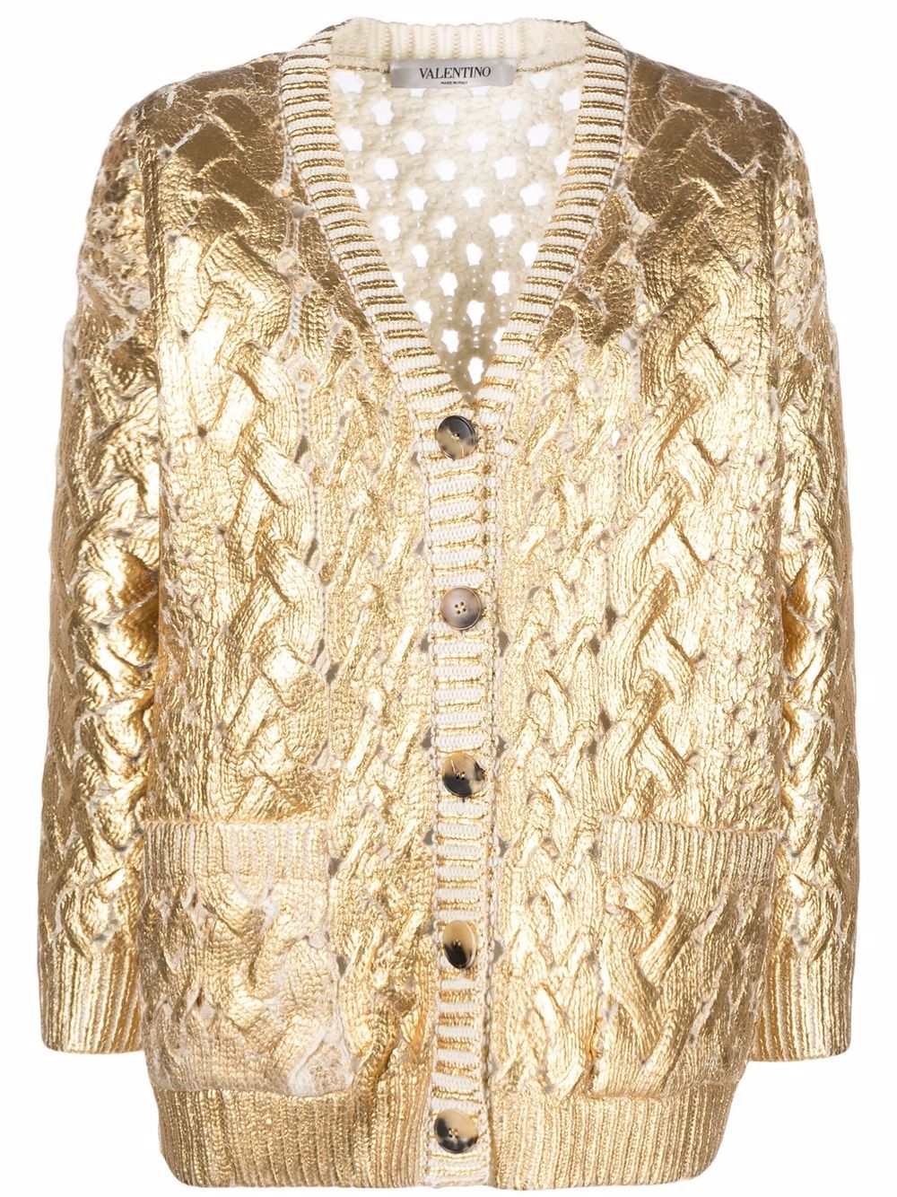 Metallic-effect V-neck cardigan - Gold