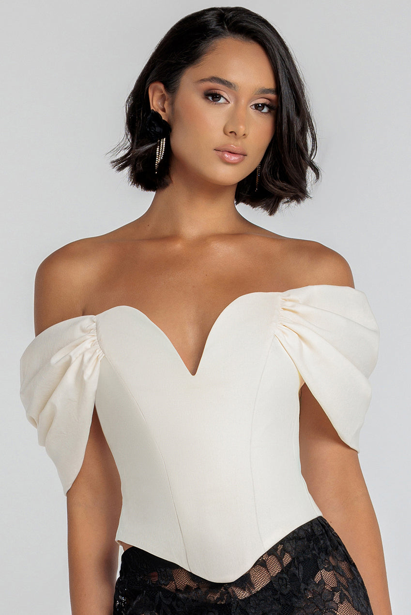 Goddiva Bardot Corset Top - Crea