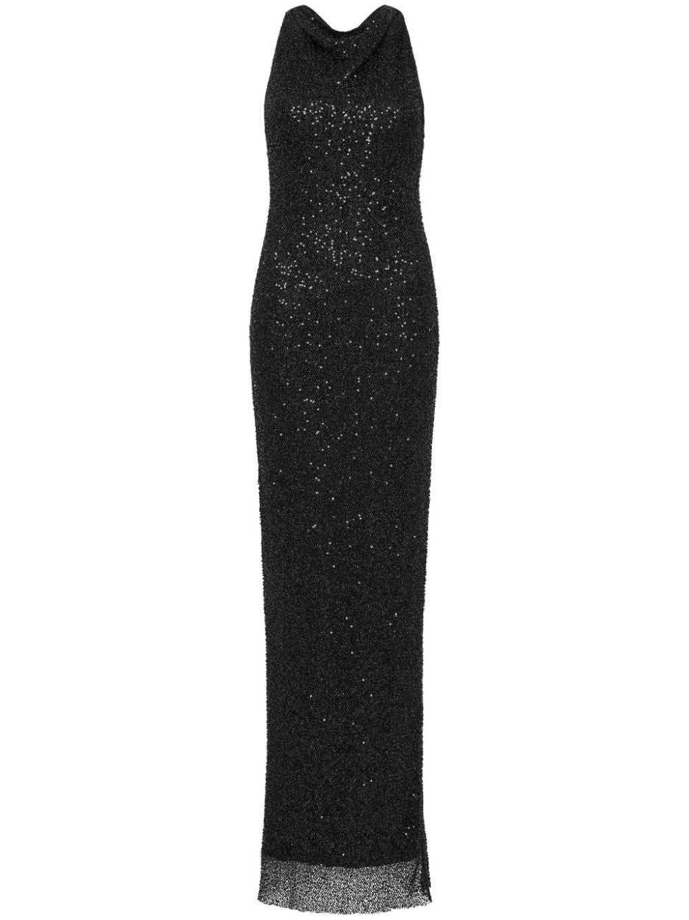 Nixie sequin-embellished halterneck gown - Black