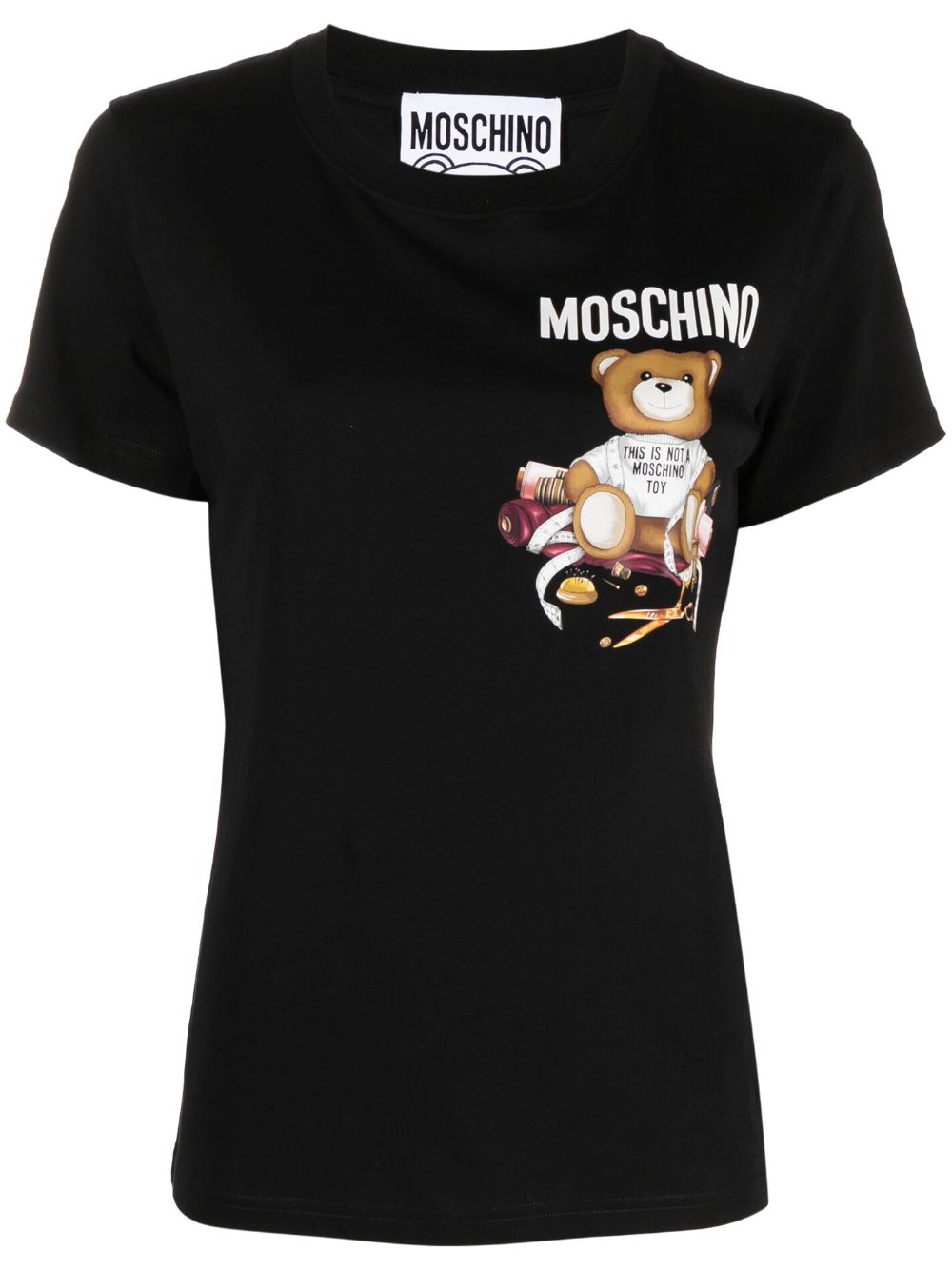 Teddy bear-motif cotton T-shirt - Pink