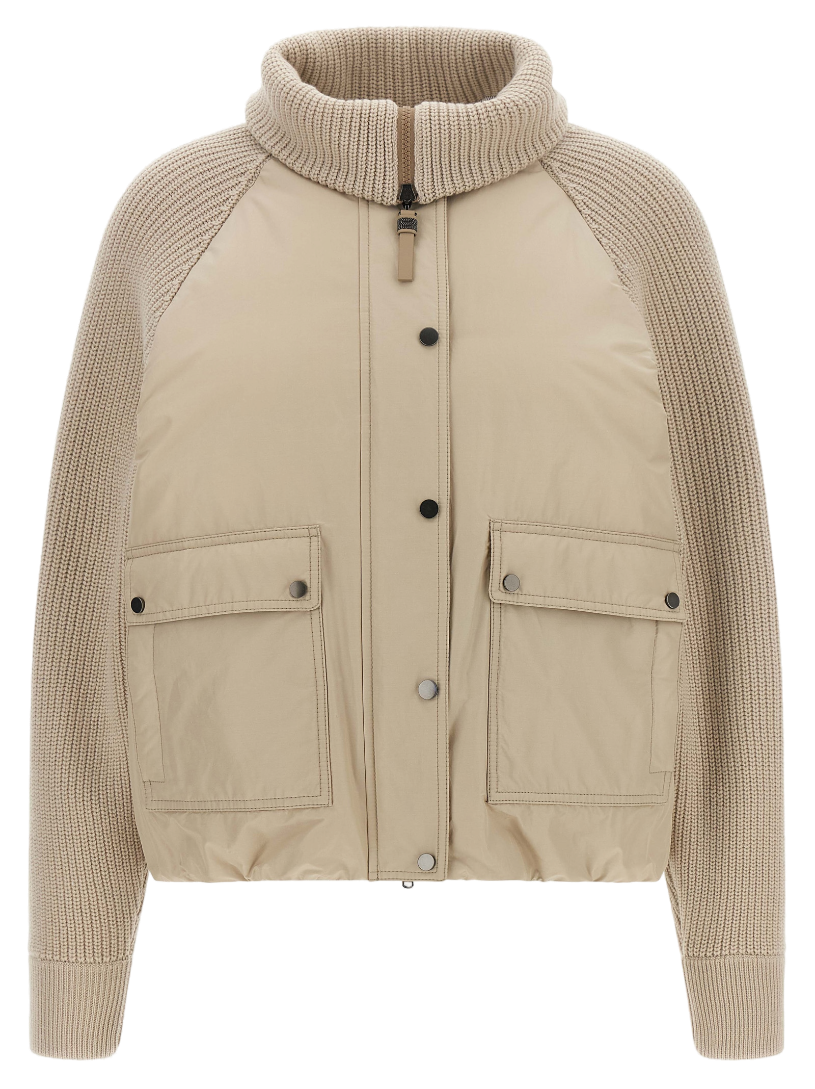 Hybrid Cotton-Knit Jacket — Beige