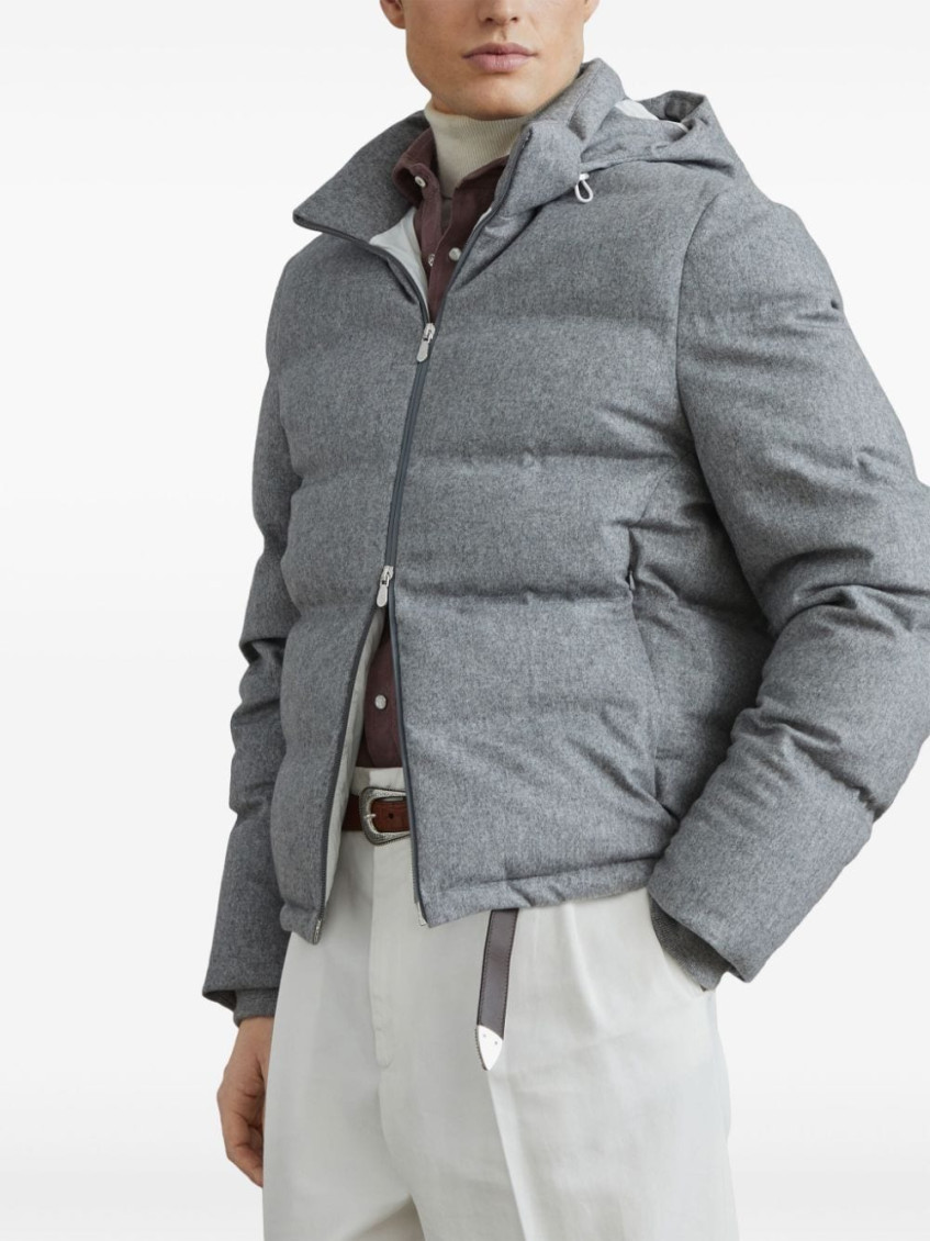 Quilted hooded down jacket - Grey