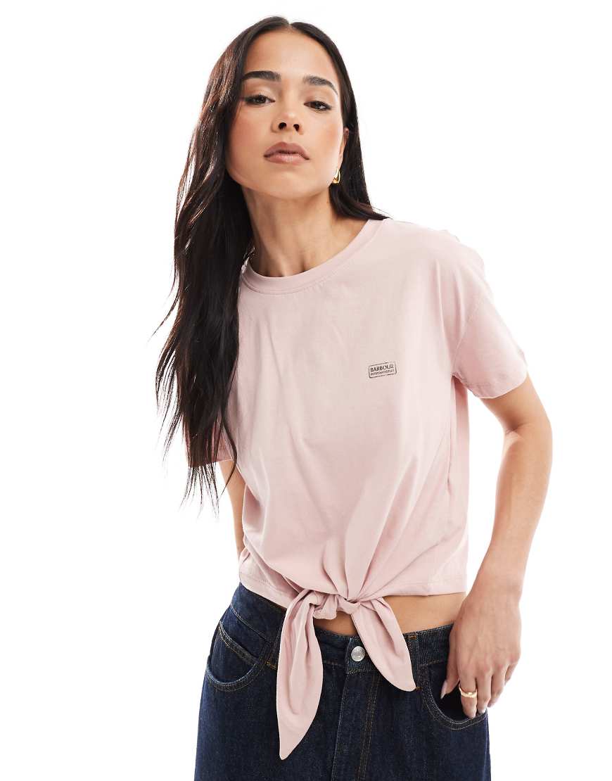 Soules cropped t-shirt in pale mauve-Pink