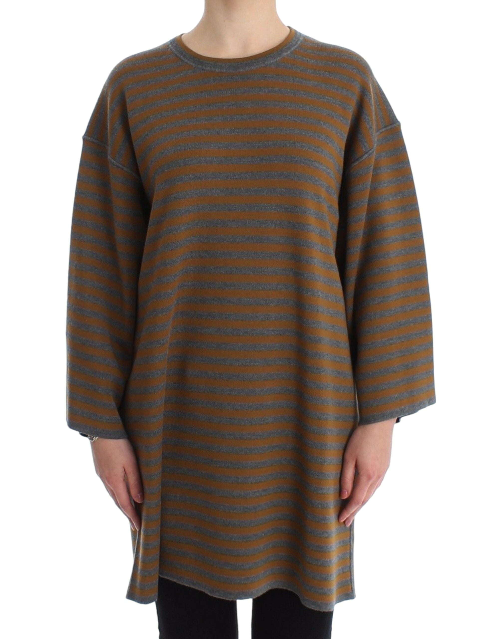 Striped Wool Sweater — Gray
