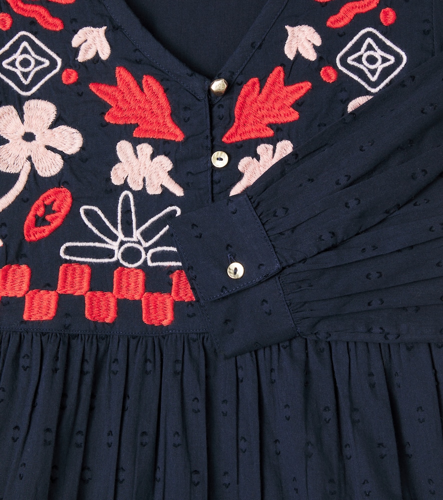 Clip embroidered cotton dress