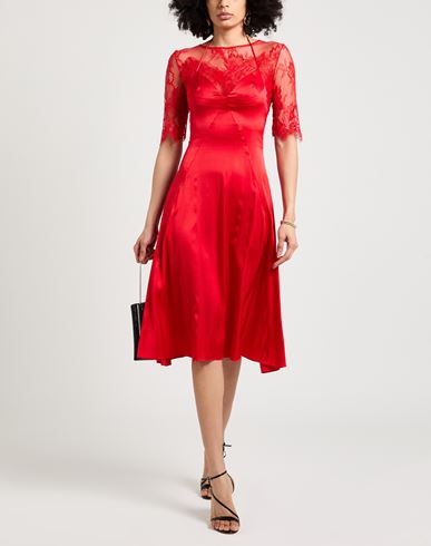 Woman Midi dress Red Size 4 Silk, Elastane