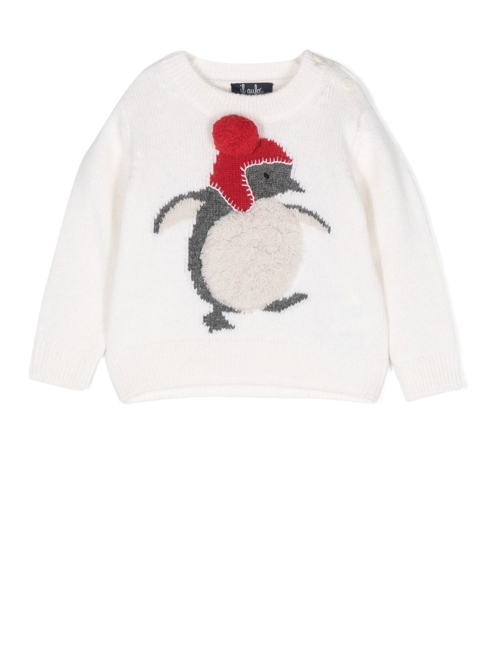 Patch-detail crew neck jumper - White