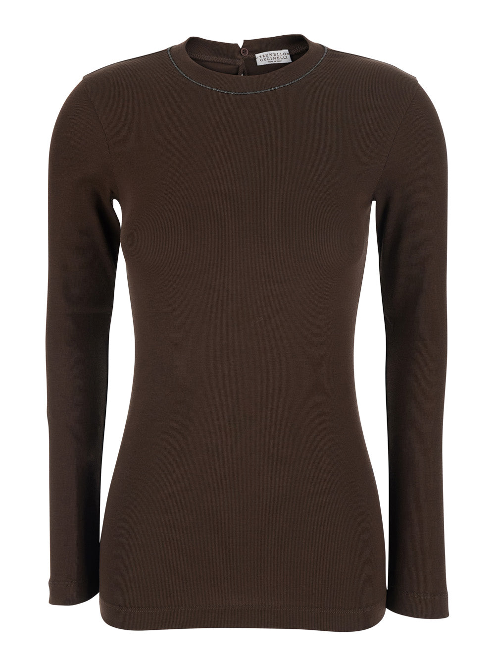 Crew Neck Cotton T-Shirt — Brown