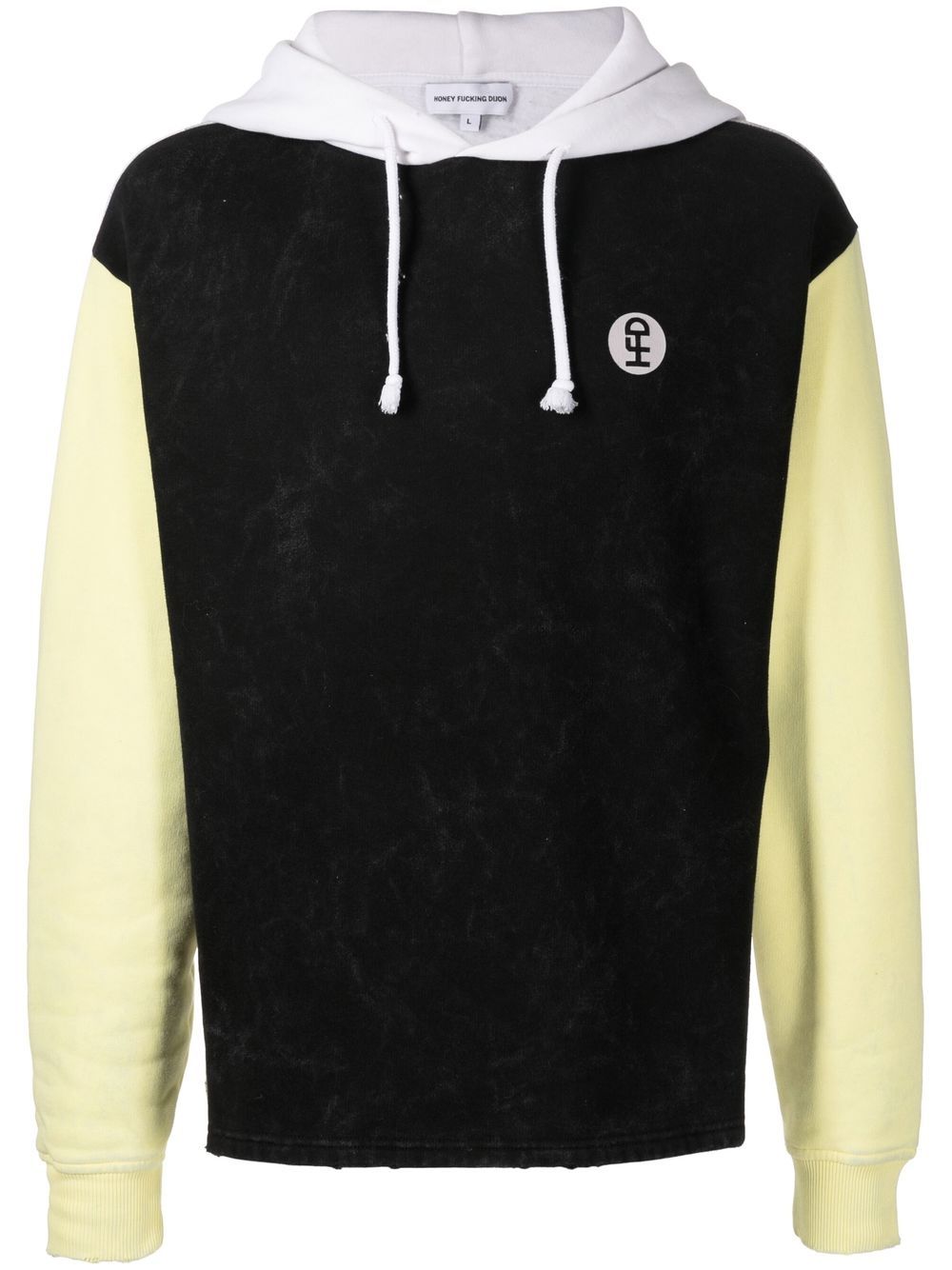 Photograph-print colour-block hoodie - Black