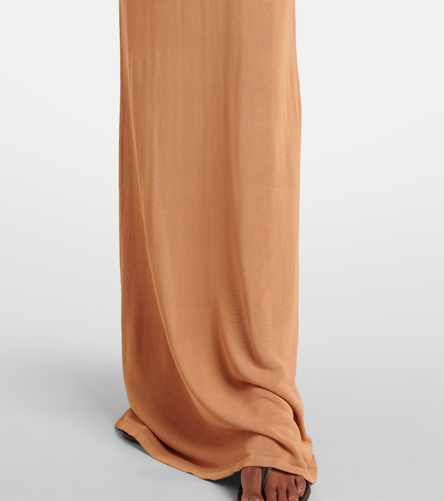 Draped semi-sheer maxi skirt