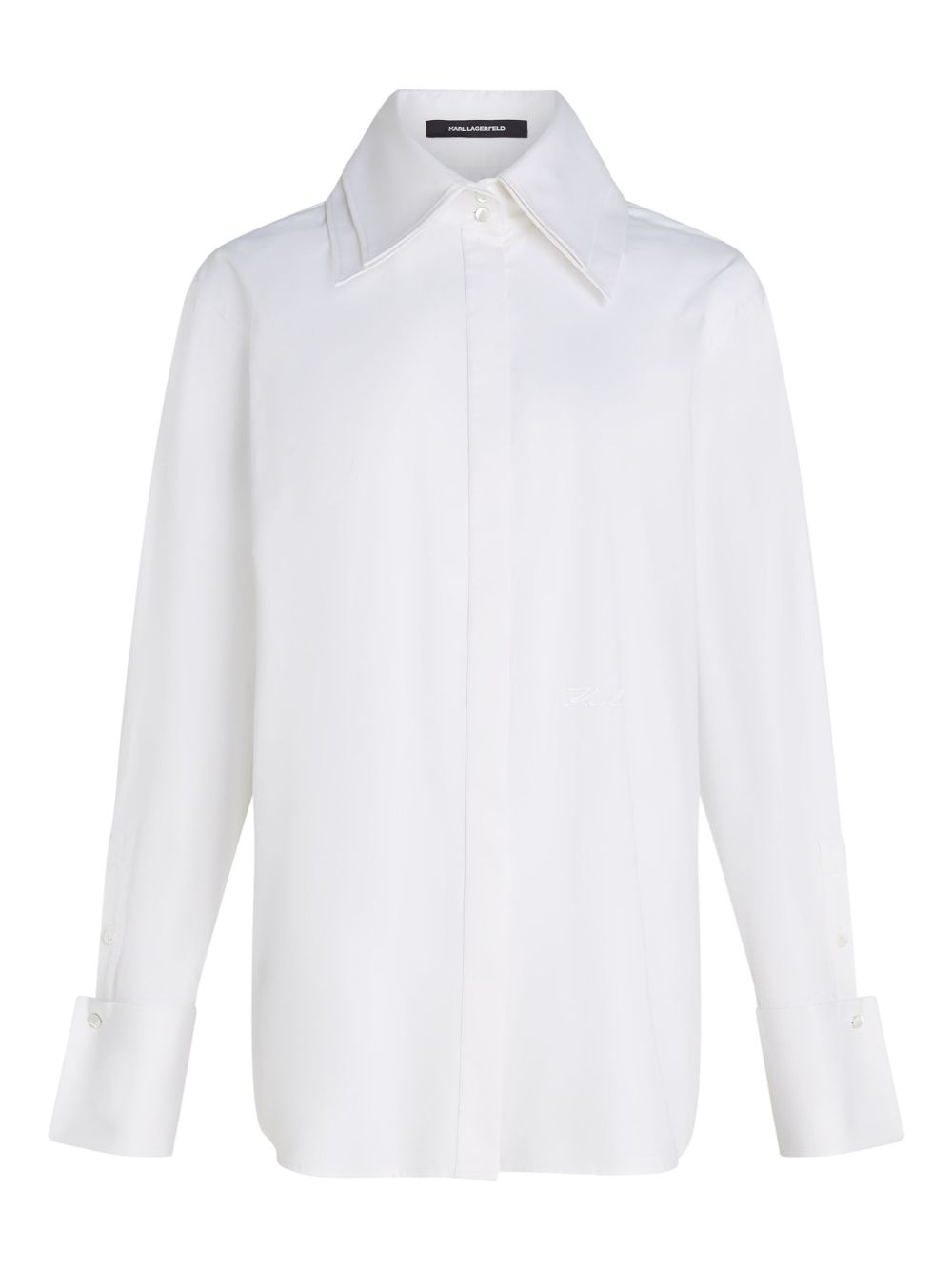 Double-collar poplin shirt - White