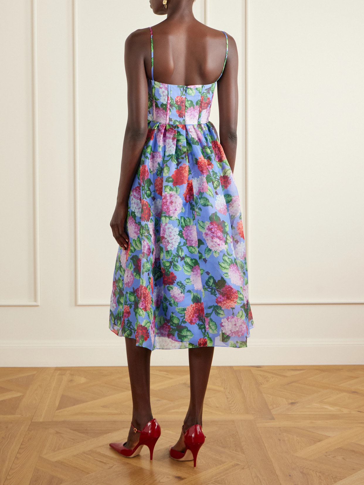 Floral-print Silk-crepe Midi Dress - Multi