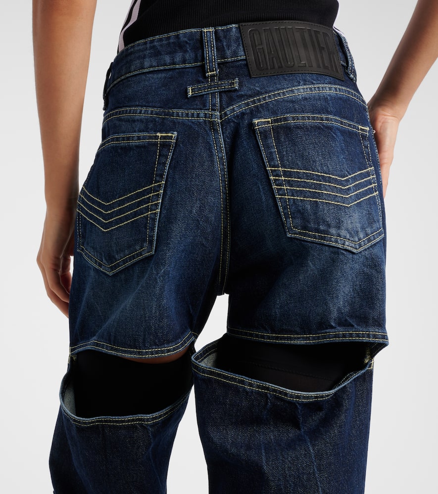 Cutout high-rise wide-leg jeans