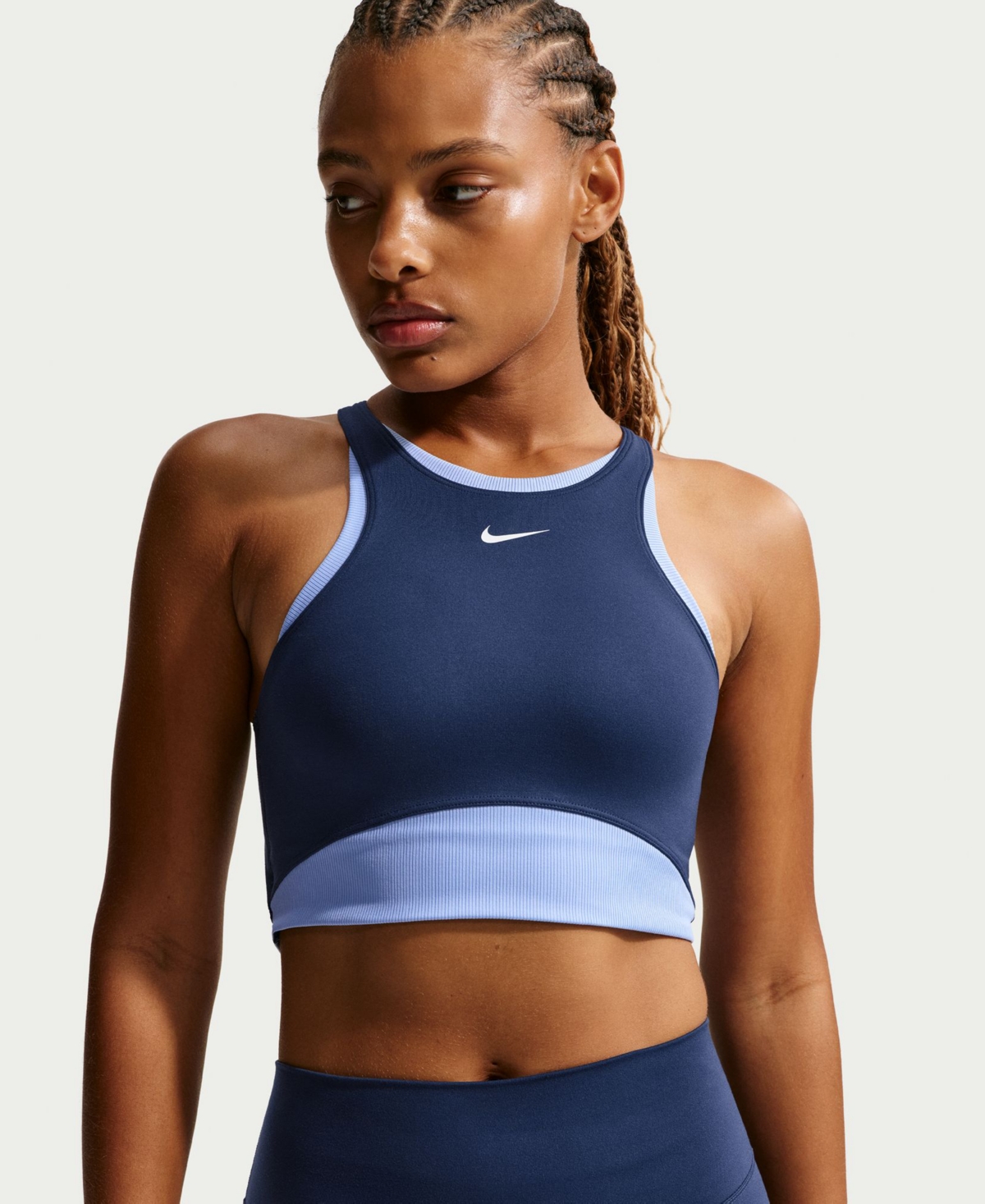 Women's Medium-Support Padded Sports Bra - Midnight Navy/aluminum/white