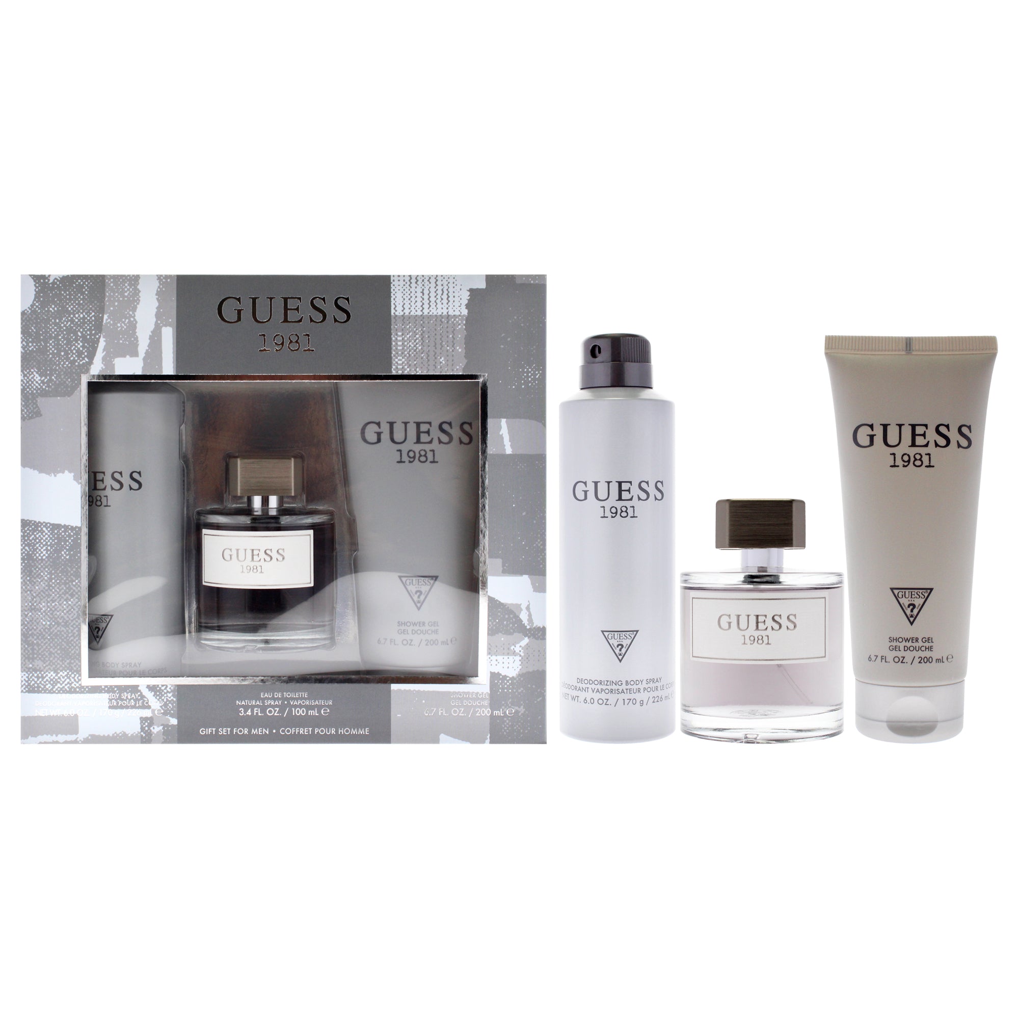 1981 by for Men - 3 Pc Gift Set 3.4oz EDT Spray, 6oz Deodorant Body Spray, 6.7oz Shower Gel