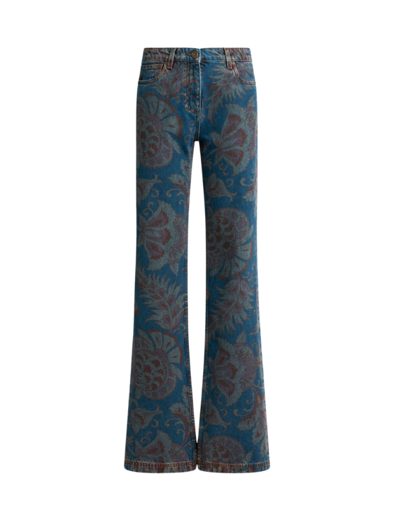 Flared Jeans With Floral Motif