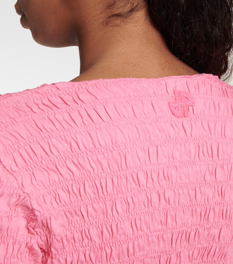 Patou Smocked cotton-jersey mini dress