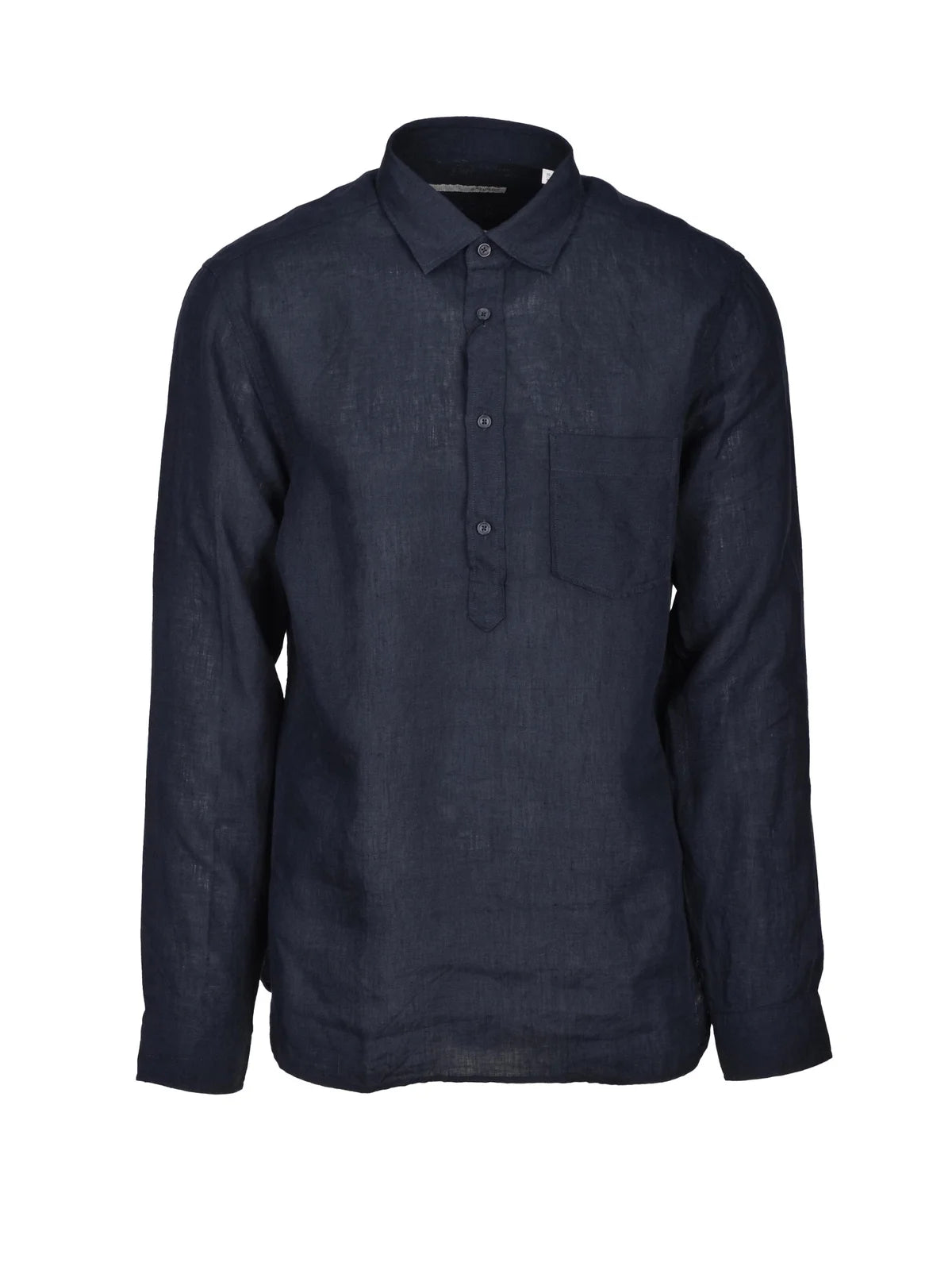 Black Linen Button-Down Shirt