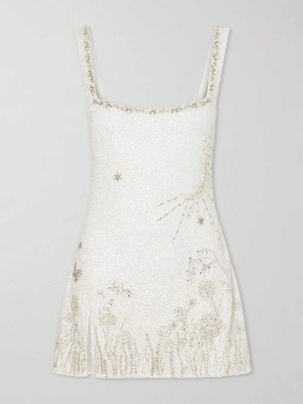 Wildflower Crystal-embellished Satin Mini Dress - Neutrals