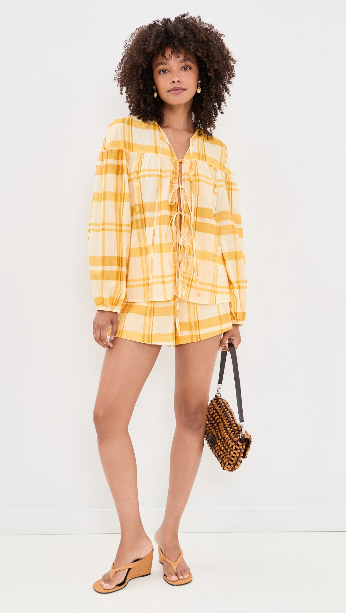 Off-White Yellow Frescor Drawstring Shorts Off-White Yellow Fresco