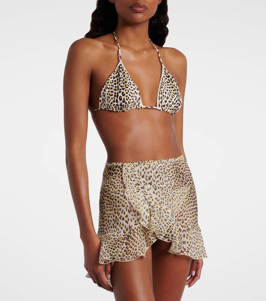 Leopard-print silk beach cover-up