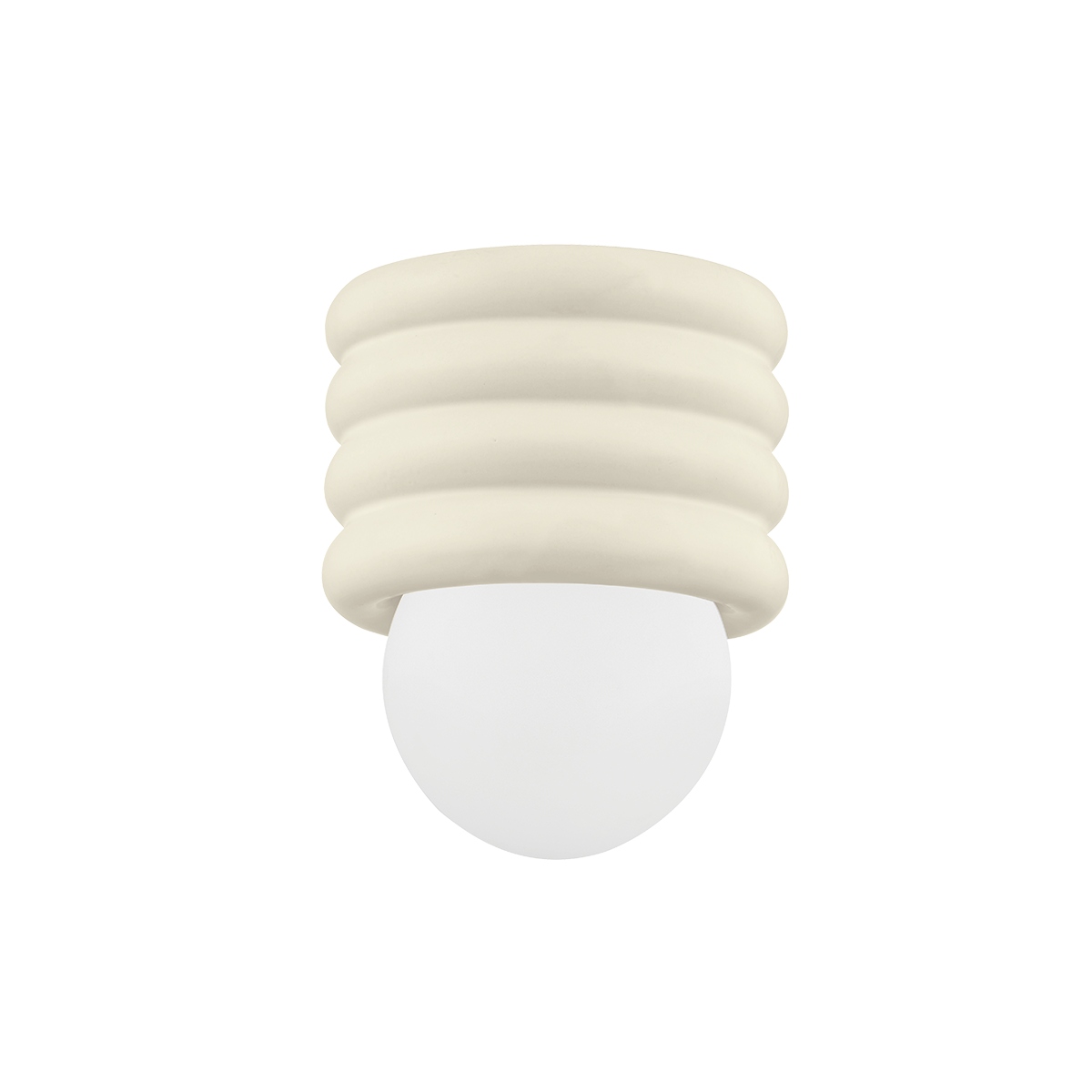 Aged Brass Ceramic Antique Ivory Flush Mount from the Bibi Collection