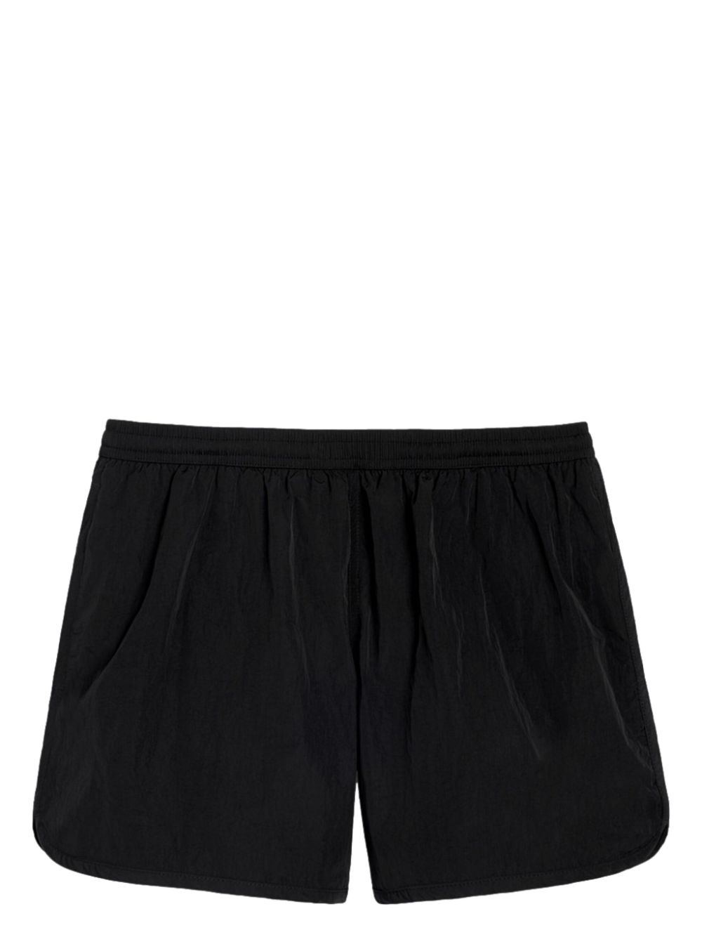 Logo-embroidered crinkled swimming trunks - Black