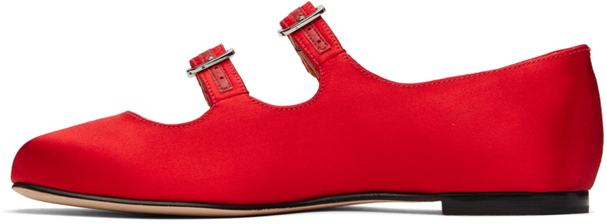 Sandy Liang SSENSE Exclusive Red MJ Double Strap Ballerina Flats