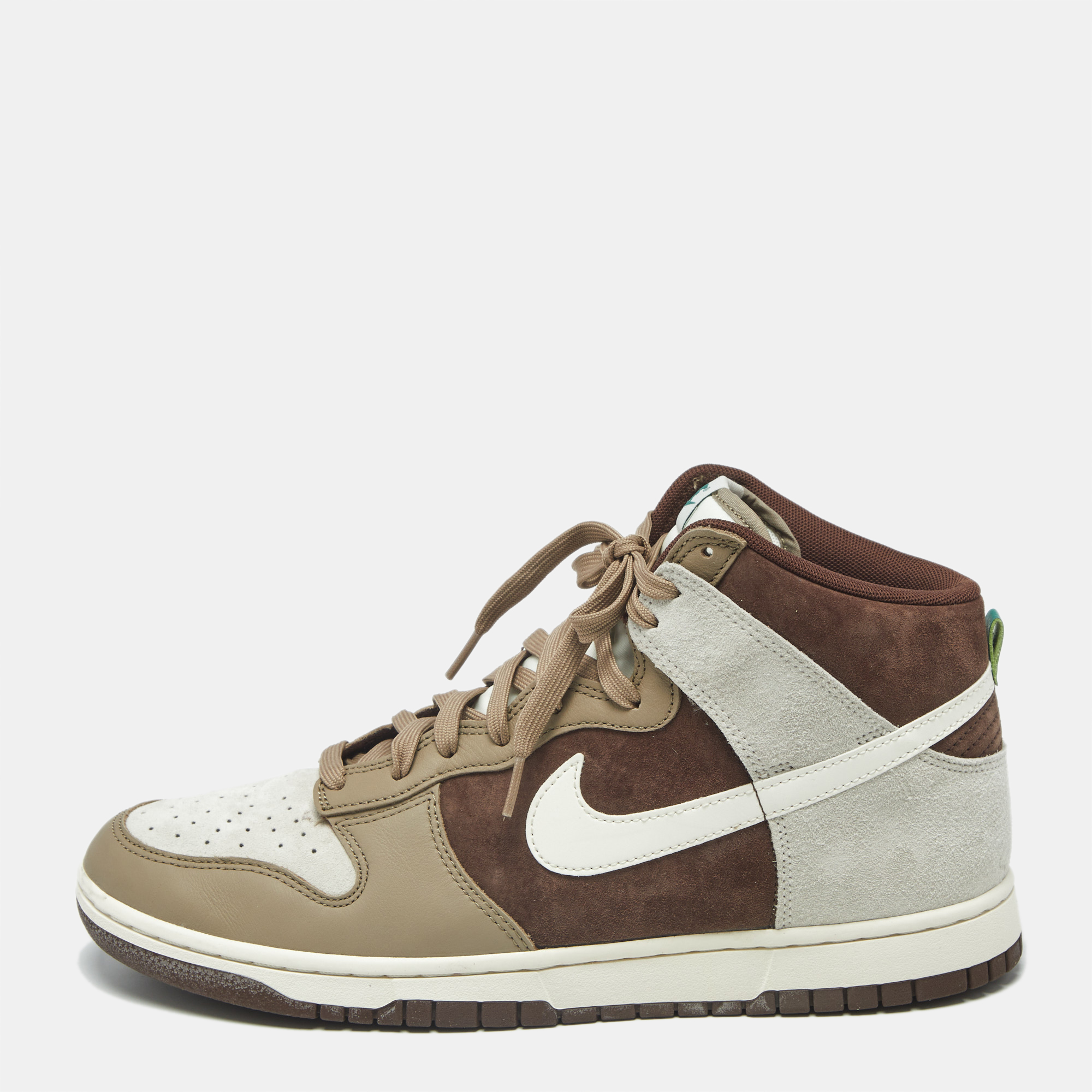 Nike Dunk Light Chocolate 45.5 Multicolor Leather and Suede High Top Sneaker