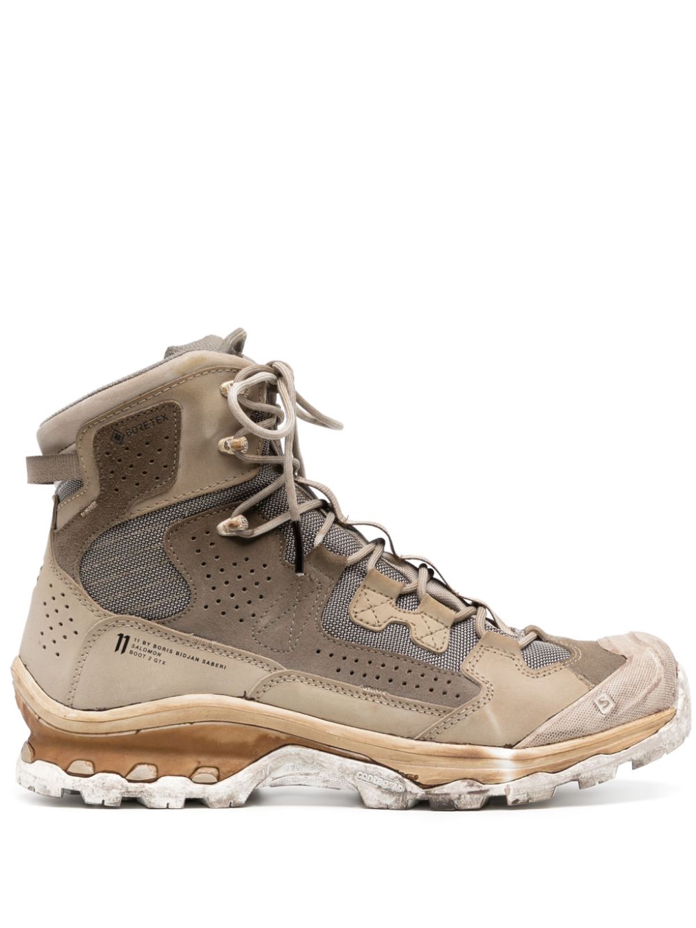 Panelled-design leather sneakers - Neutrals