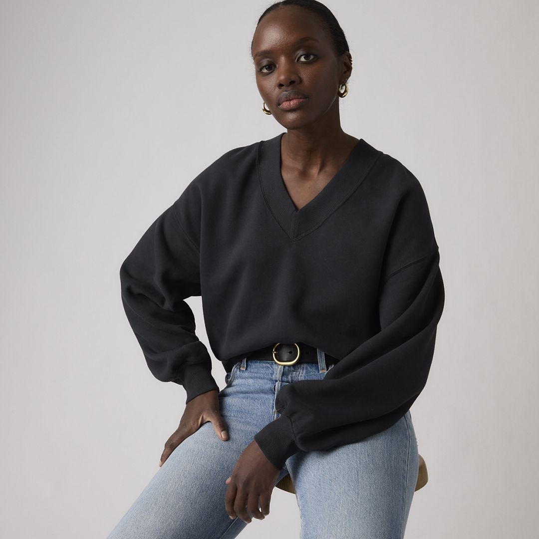 Vintage Garment Dye V-Neck Sweatshirt