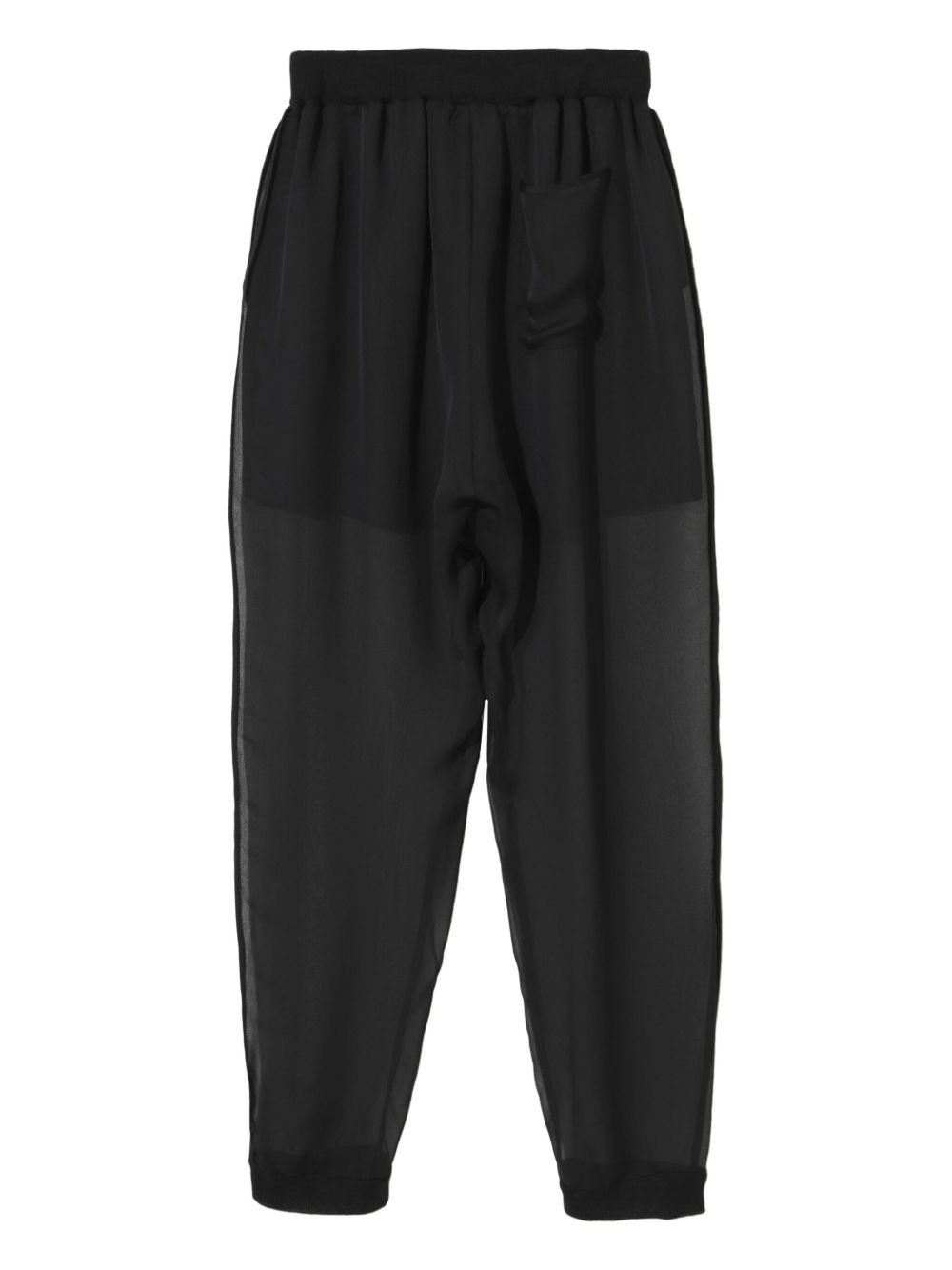 Elasticated-waist tapered trousers - Black