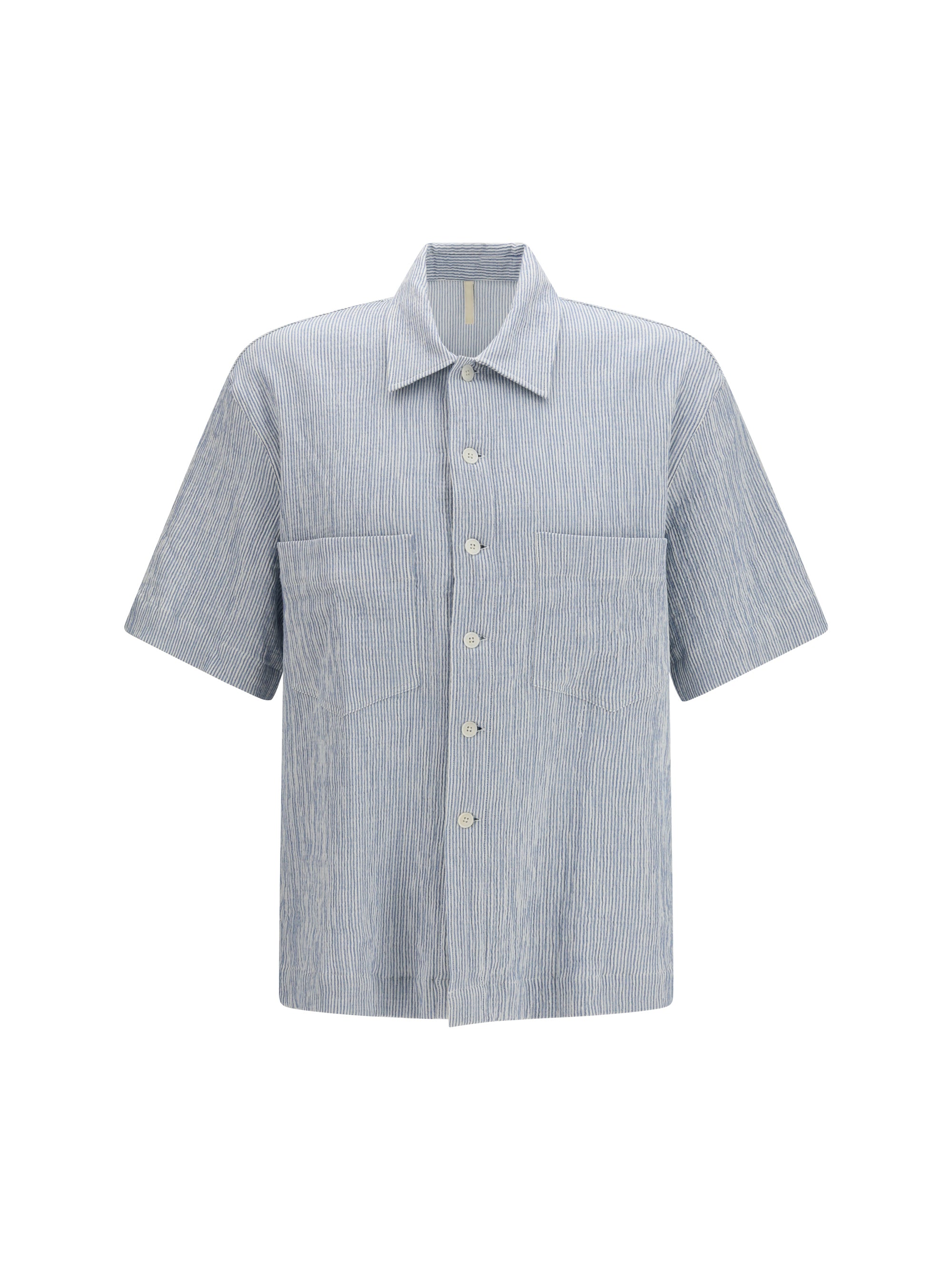 Striped Cotton Shirt — Blue
