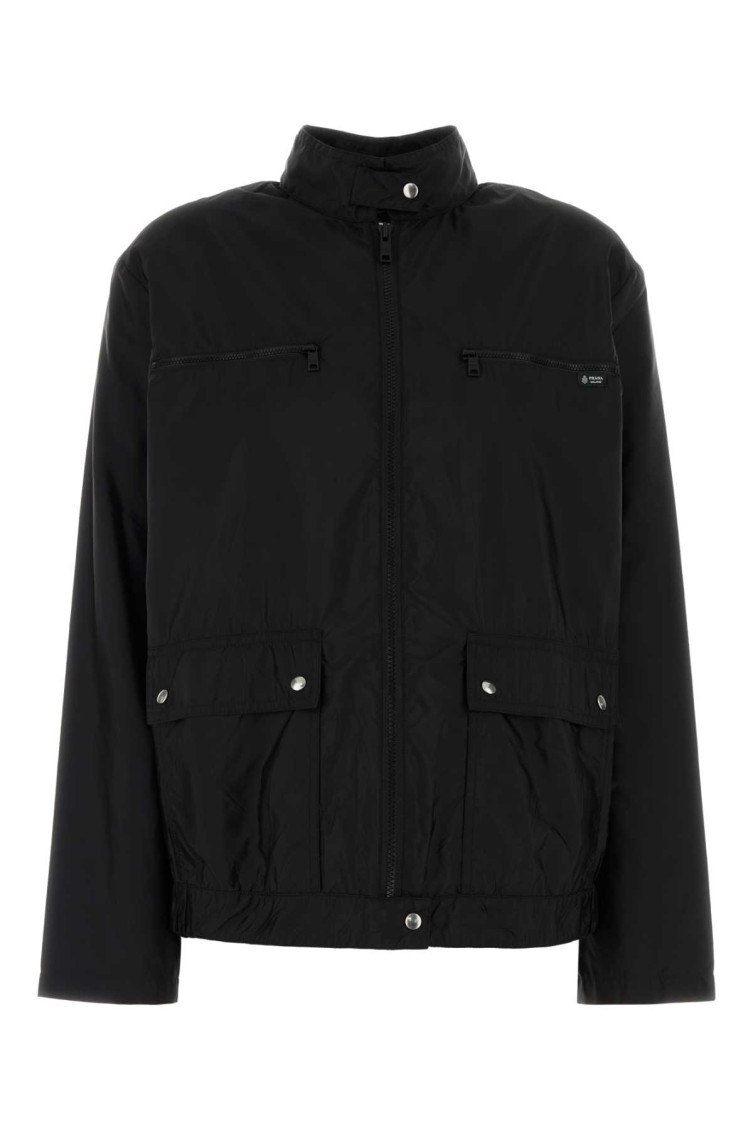 Prada - renylon hooded windbreaker coat long sleeve