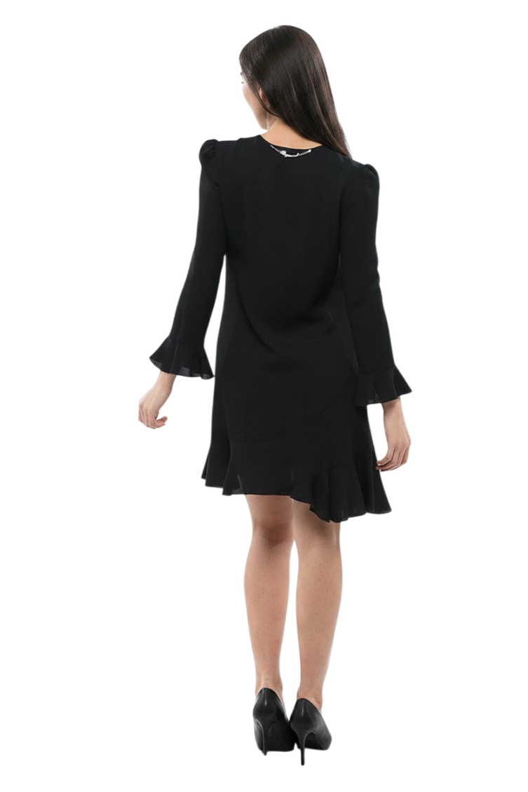Black Round Neck Mini Dress