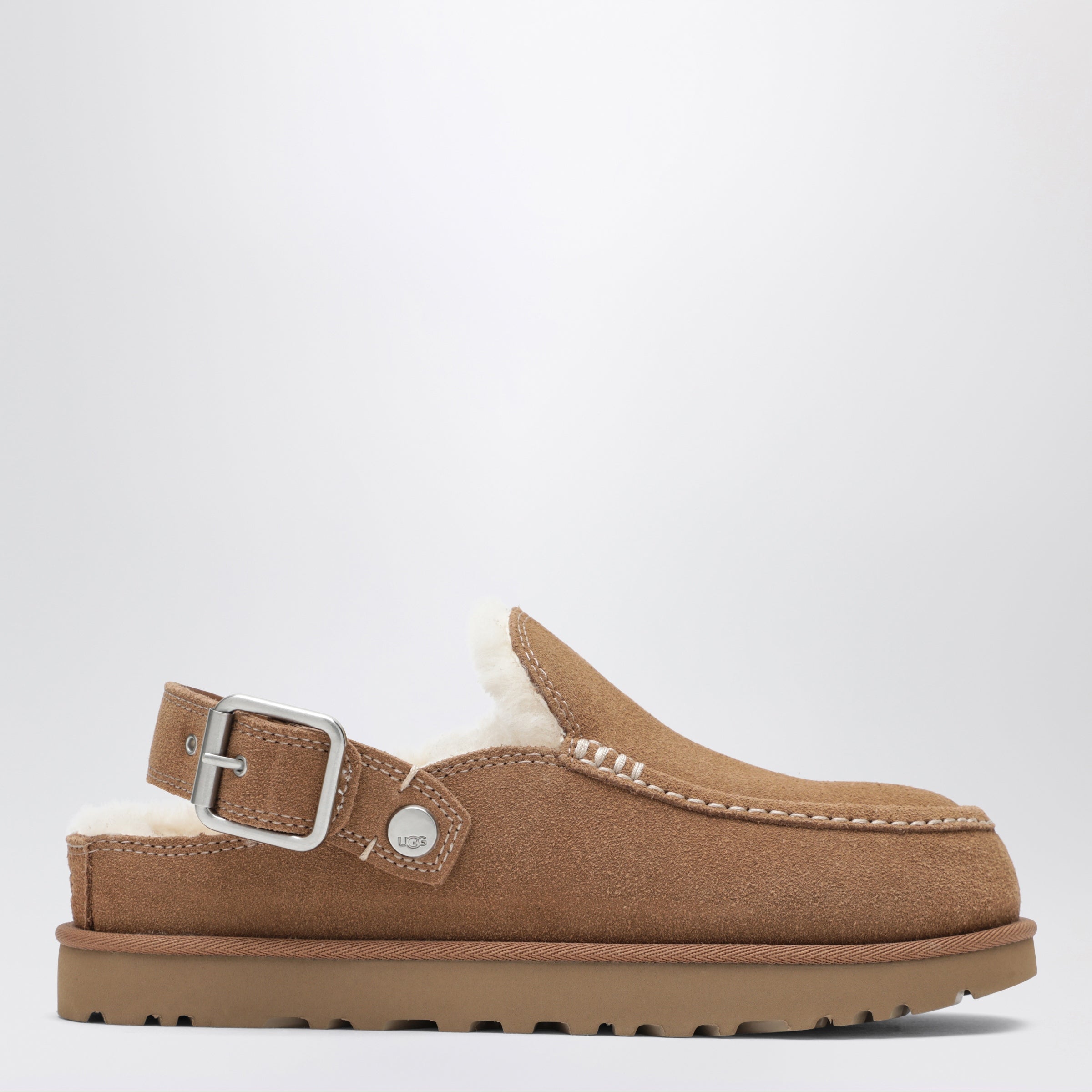 Goldenstar Evelina chestnut suede sabot