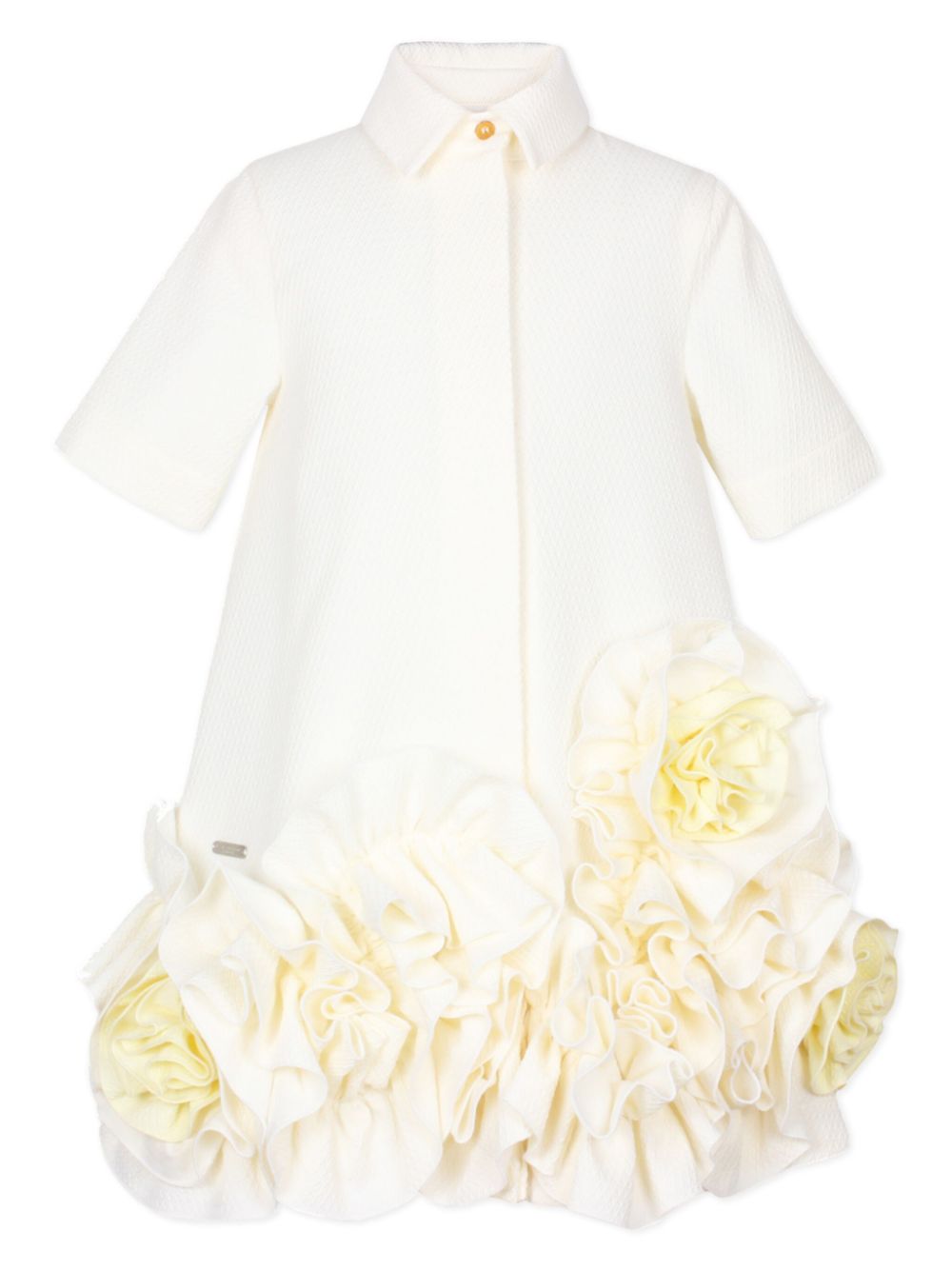 Floral-appliqué dress - Neutrals