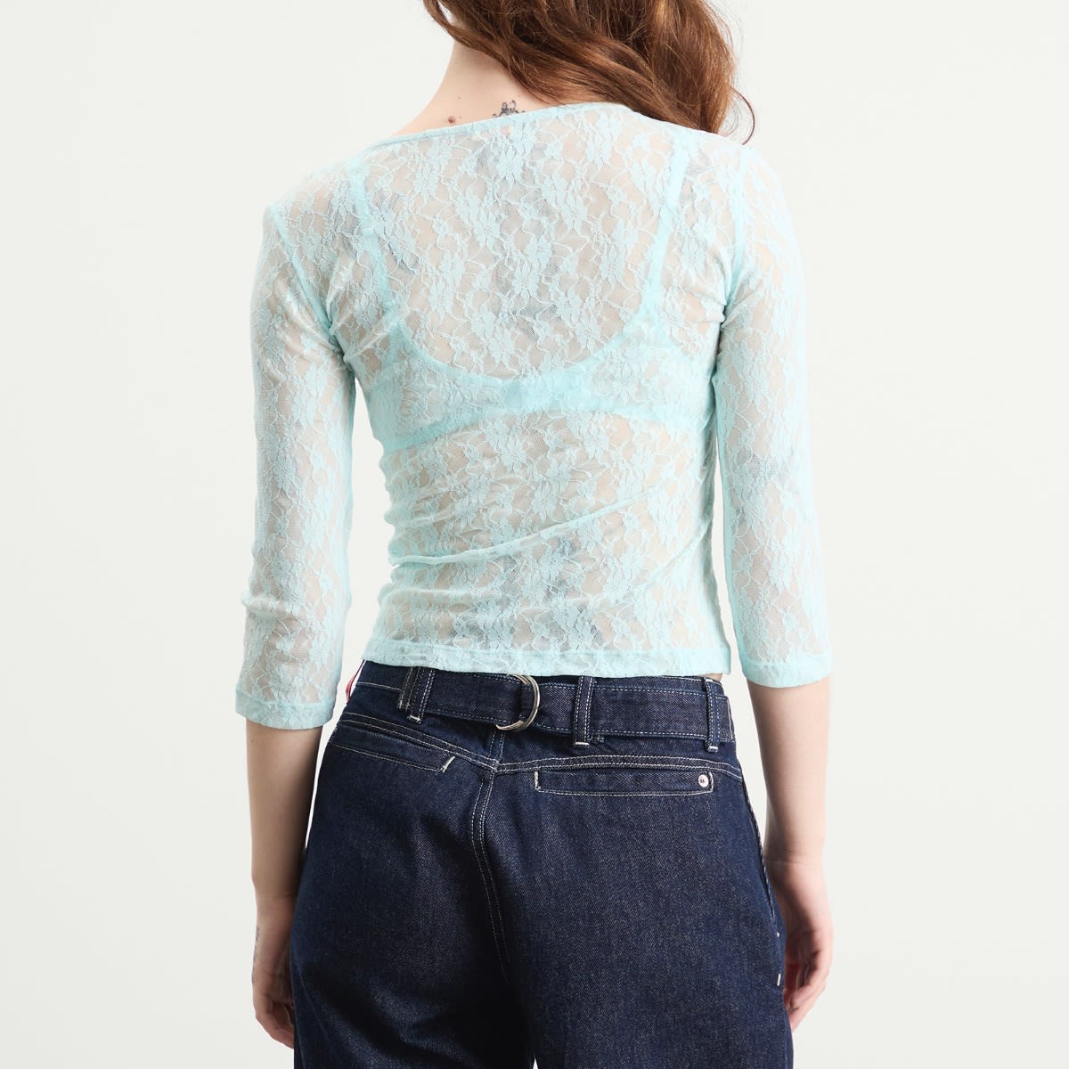 Women's Lace Wrap Top in Ice Blue