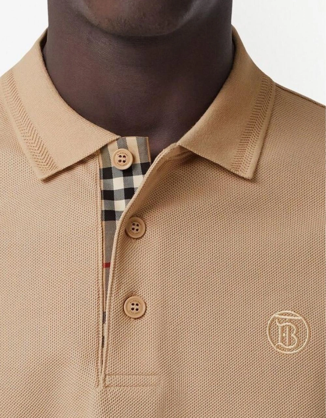 Men's Burberry Monogram Pique Polo Shirt Brown - Tan