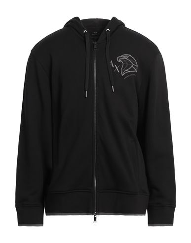 Man Sweatshirt Black Size L Cotton, Polyester, Elastane