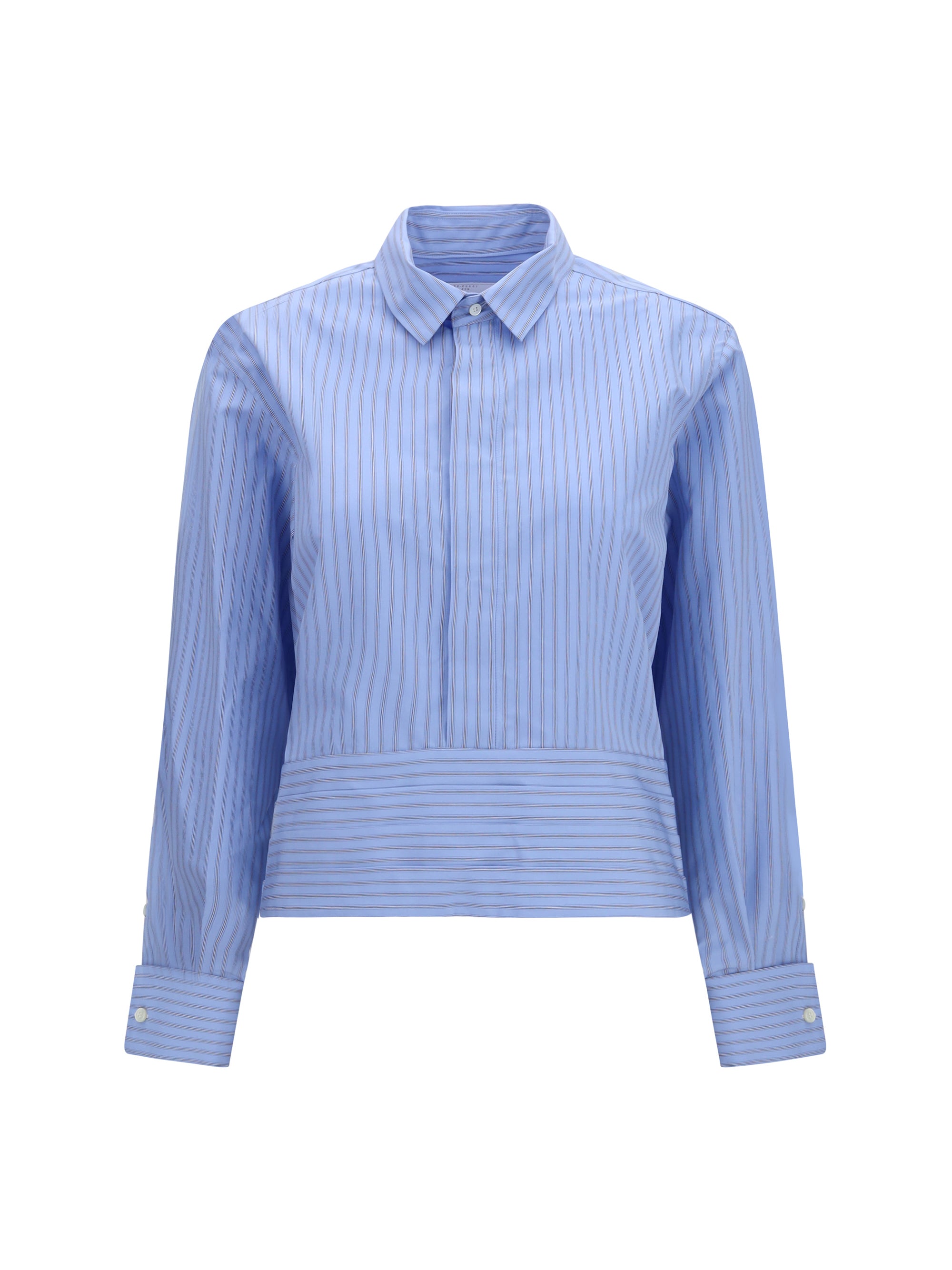 Cotton Poplin With Belt Shirt — Blue