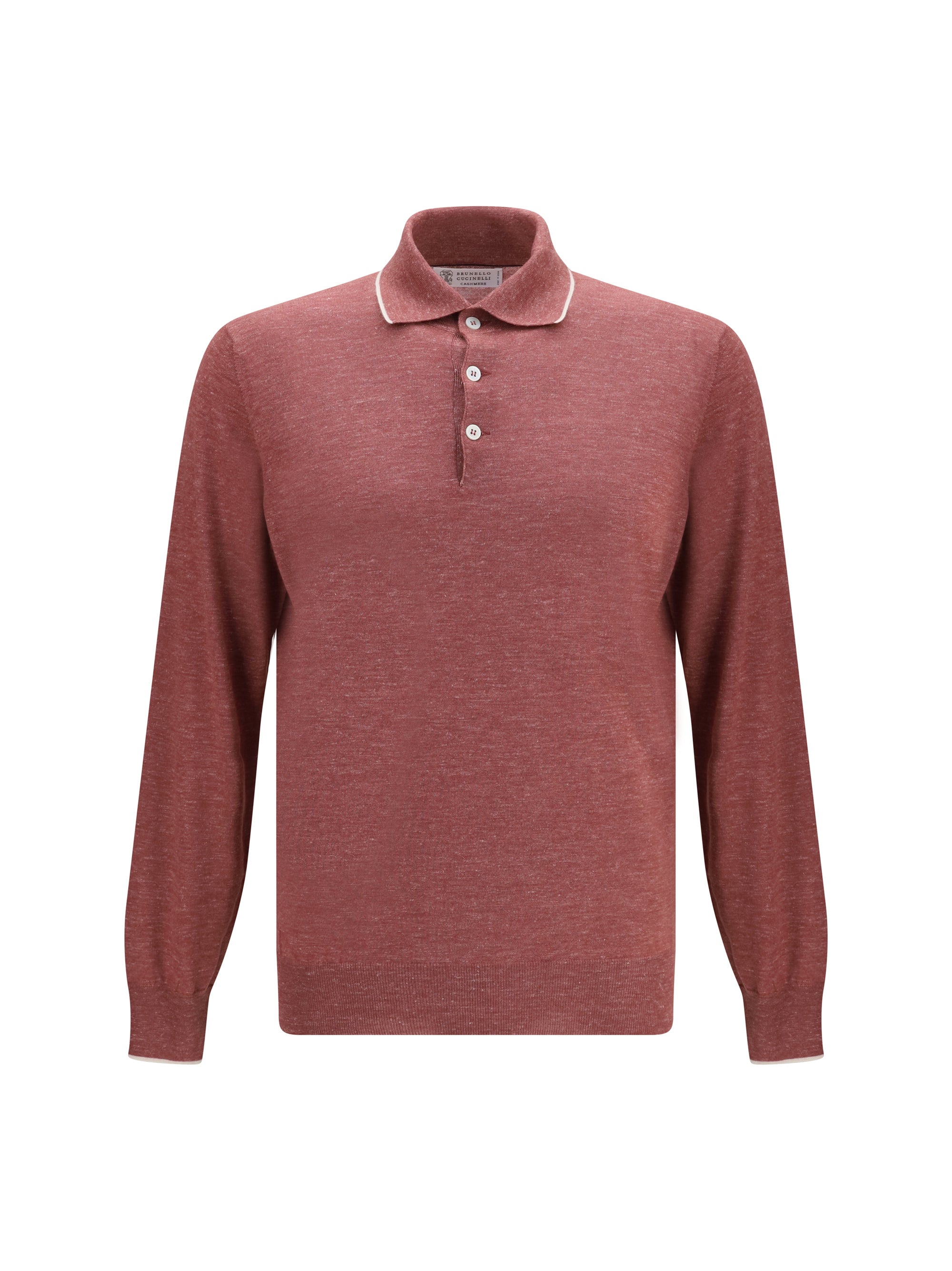 Cashmere, Silk and Hemp Knit Polo — Red