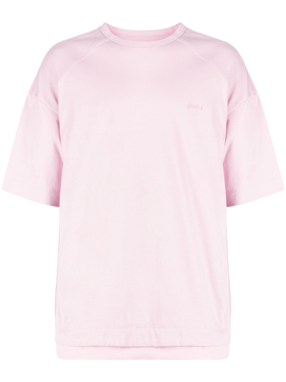 Side-zip layered-hem T-shirt - Pink