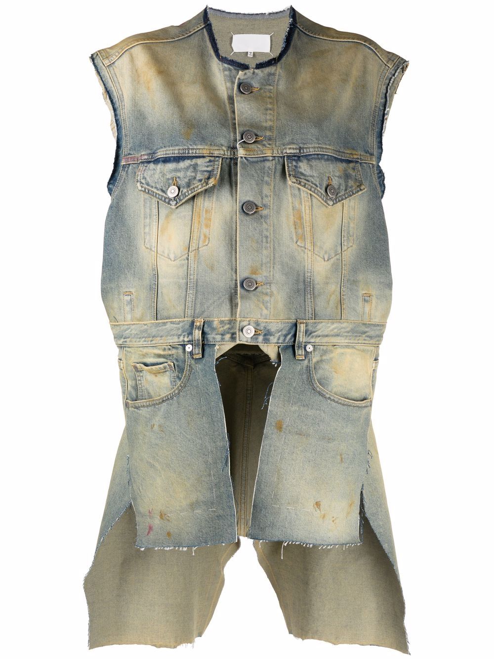 Derelict asymmetric denim gilet - Green