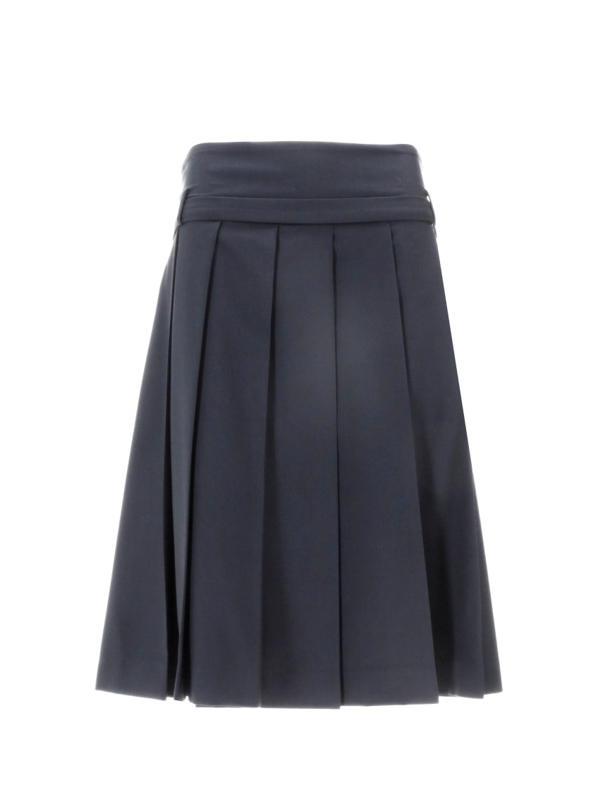 Blue Pleated Midi Skirt